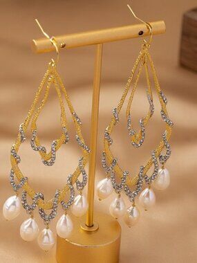 Alexis Bittar Two-Tone Full Diamond Freshwater Pearl Earrings